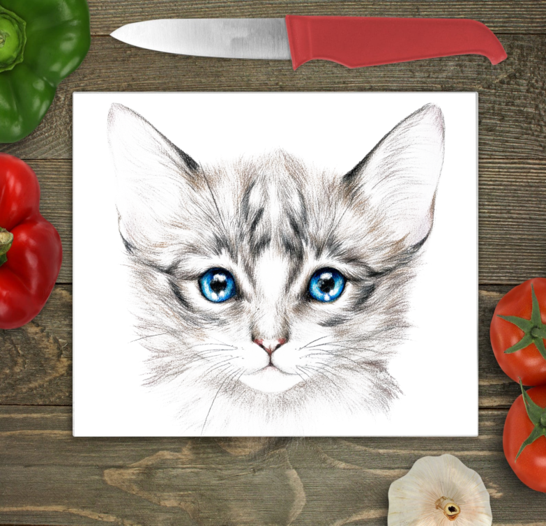 Cat Glass Chopping Board, Cat Glass Chopping Board